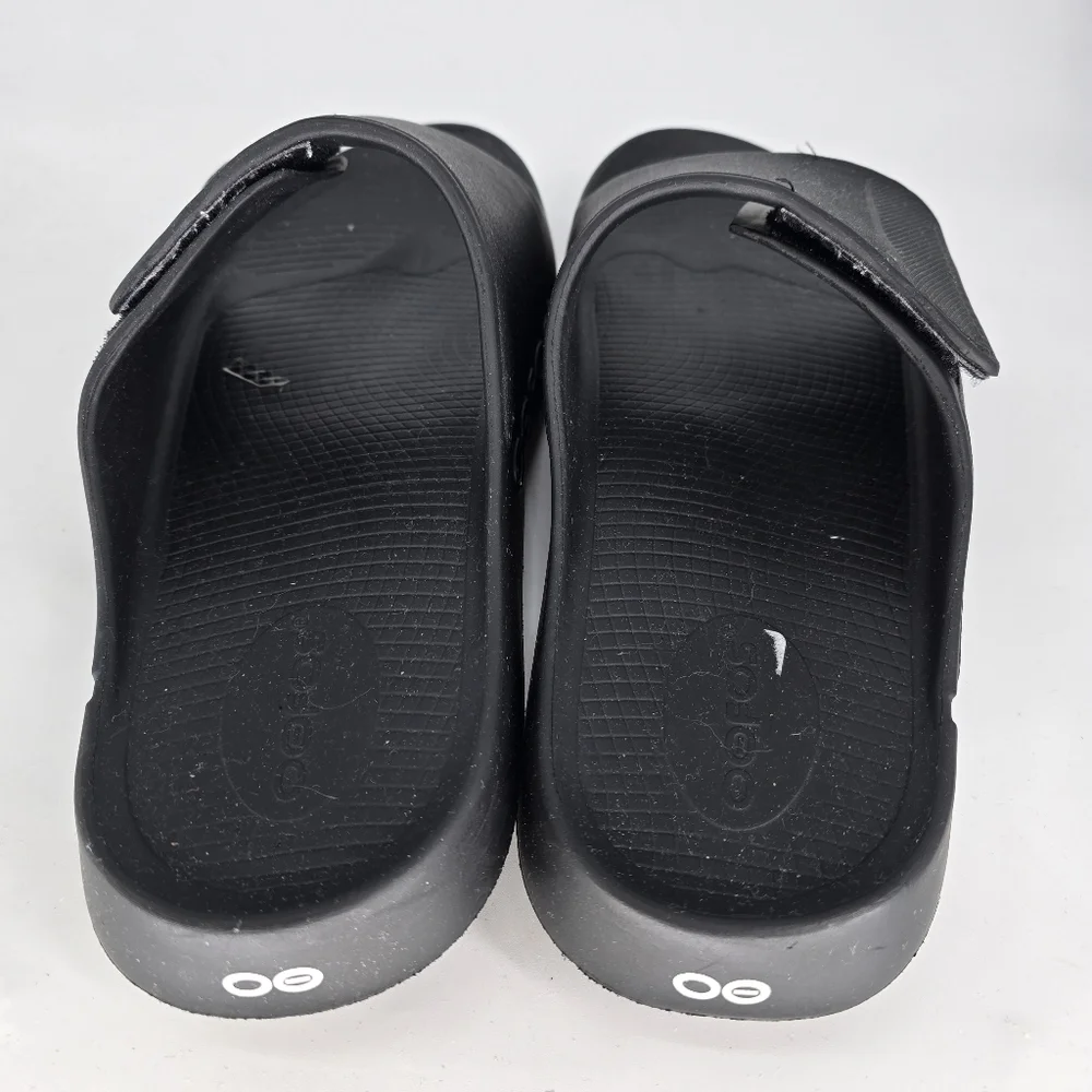 oofos OOahh Sport Flex slide Sandal - Matte black size mens 15 - Picture 6 of 11